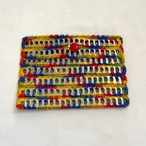 Beautiful colorful recycled aluminum soda tabs clutch